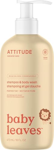 Image of ATTITUDE Baby 2-in-1 Shampoo & Body Wash, EWG Verified, Dermatologically Tested, Vegan, Pear Nectar Scent, 16 Fl Oz