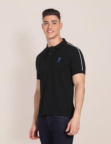 Image of U.S. Polo ASSN. Solid Regular Fit Polo T Shirts for Men - 100% Cotton, Half Sleeves Mens Tshirt