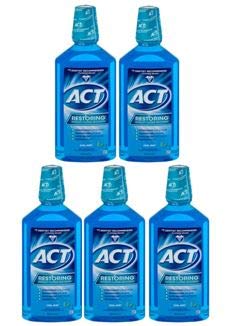 Paquete de 5actuar restauración anticavity enjuague bucal, Cool Splash menta, 33.8fl oz