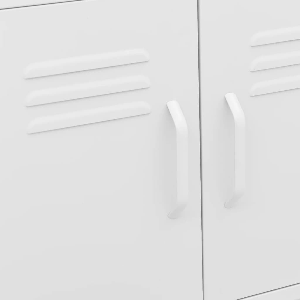 vidaXL Lagerschrank Weiß 60x35x56cm Stahl Sideboard Schrank mit Rollen Büroschrank Metallschrank Aufbewahrungsschrank Büromöbel Stahlschrank