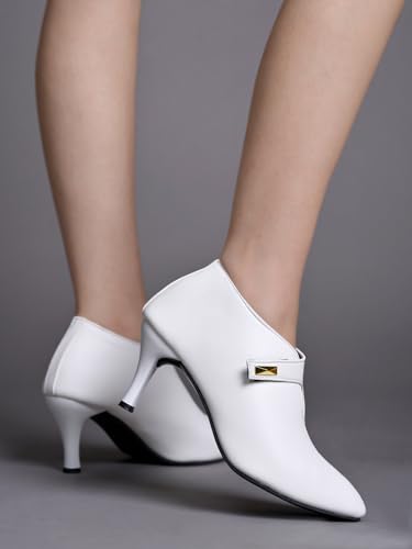 Image of Shoetopia Women's Pointed Toe Heeled Bellies - Elegant Slip-On Pumps with Strap Detail | Office Shoes
