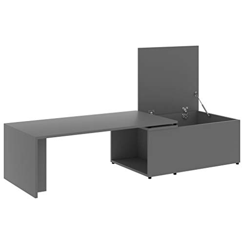 Lechnical Table Basse avec Rangement Table d'appoint Table Centrale pour Salon Tables Basses Extensibles avec Grand Compartiment caché, 150x50x35 cm, Gris