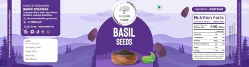 Image of Flavour Foodie Sabja Basil Seeds 500 Gram | Nutrient-Rich, Pure Takmuria Seed For Eating, Healthy Drinks, Smoothies, And Recipes |Rich in Omega 3, Fibre, Vitamins & Minerals