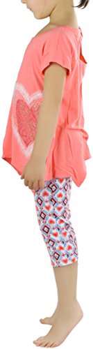 Image of ToBeInStyle Girl's 2 Piece Outfit Top & Leggings Set Casual Graphic Shirt Capri Pants