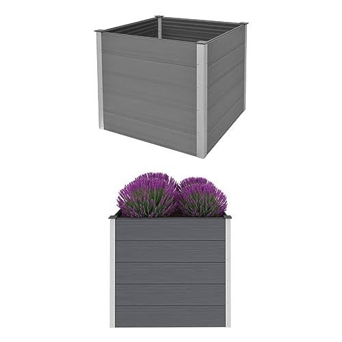LAPOOH Arriate, Mesa De Cultivo, Huerto Domestico, Cultivo De Plantas Aromaticas, Arriate De Jardín, de WPC Gris 100x100x91 cm