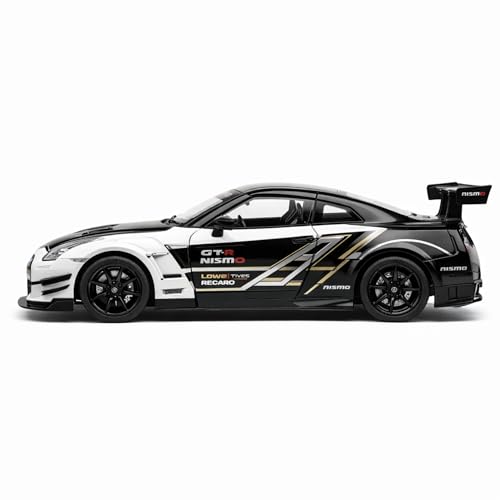 Image of Nissan GTR 1:24 Scale Die Cast Metal Car - Pull Back Widebody Sports Model with Openable Doors & Hood, Lights & Sound, Collectible Showpiece for Kids 6+ & Car Enthusiasts