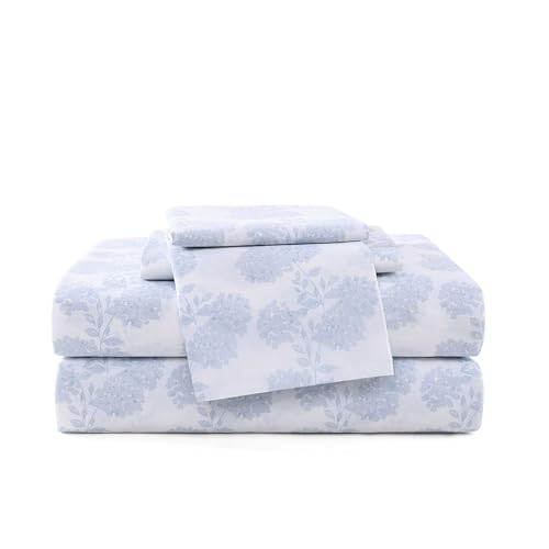 Image of Stone Cottage - Sheet Set, Crisp & Breathable Percale Cotton Bedding with Matching Pillowcases, 200-Thread Count, Deep Pocket, Vintage Inspired Home Essentials (Fairfield Blue, King)