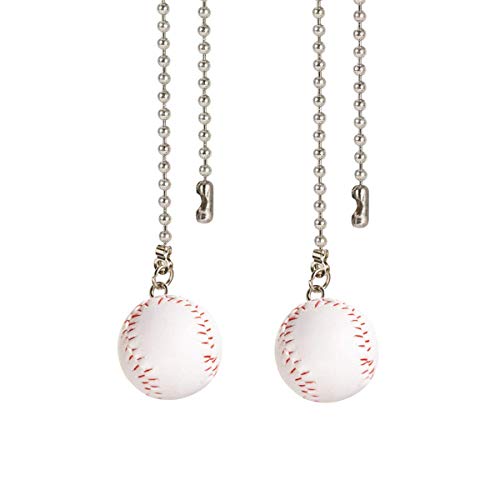 Image of Ceiling Fan Pull Chain Decorative Extension Light Pull Chain Set, Sport Theme Fan String Charm Decorative Extension,Fan Light Chains Ornaments, Baseball Pendant for Ceiling Fans Lights Lamp 2Pack