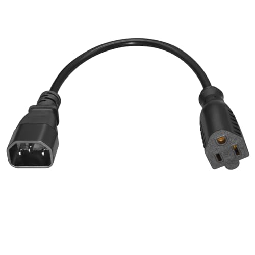Image of Toptekits C14 to 5-15R Power Cord, IEC320 C14 to NEMA 5-15R Power Extension Cable Cord, PDU /UPS 18AWG Standard Computer Power Adapter Cord NEMA 5-15R to IEC320 C14(C14 to 5-15R W /Cable 1ft)