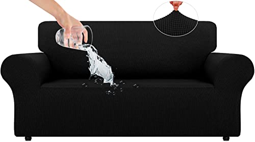 Wanxida 3-sitzer Sofabezug, Stretch Wasserdicht Sofabezug Sofahusse Spandex Jacquard Couchbezug (Schwarz) Cover