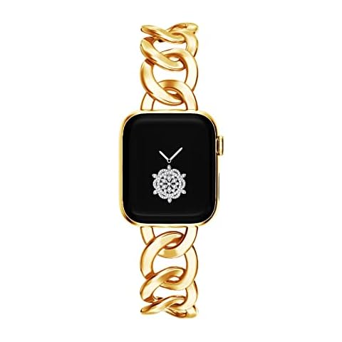 KAGOWEAR 38mm/40mm/41mm Women Gold Classical Chain Smartwatch Bands Compatible for Apple Watch Series 8/7/SE/6 Stylish Adjustable Replacement Bracelet for Iwatch Band 8/7/6/5/4/3 Cover