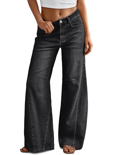 Trendy Queen Women's High Waisted Wide Leg Barrel Jeans Stretch