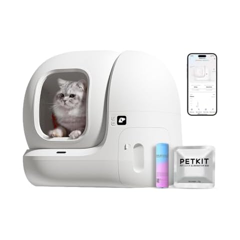 PETKIT PuraMax Self Cleaning Cat Litter Box with N50 Odor Eliminator, xSecure Automatic Scooping Cat Litter Box,Large Space App Control Cat Litter Box with Waste Bags Cover