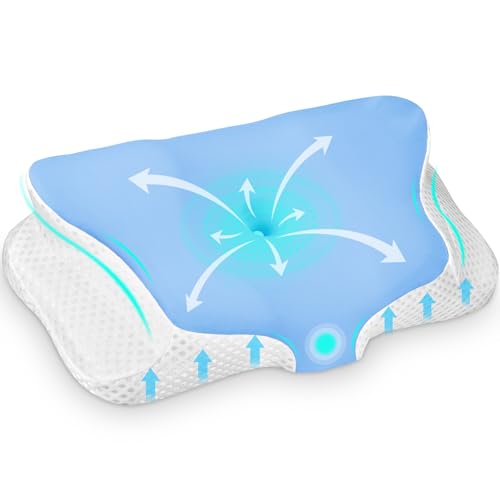Ehomfory Oreiller Ergonomique Cervical Memoire Forme, Oreiller Ergonomique à Mémoire de Forme pour Les Dormeurs sur Le côté, Le Dos et Le Ventre (Bleu)