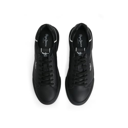 Pepe Jeans Men's Eaton Basic Lightweight Factory Black Cupsole Sneakers, 7