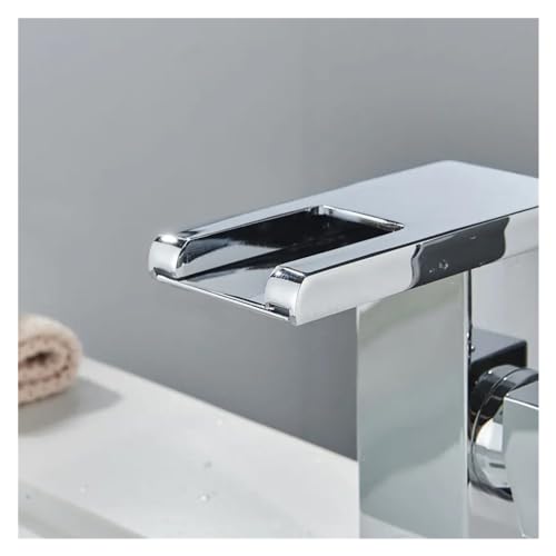Mitigeur de salle de bains cascade LED noir mat monotrou poignée unique