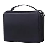 Shulaner 184 Slots Pencil Case with Zipper Large Capacity Portable Painting Brush Holder - Organizer for Colored, Watercolor or Ordinary Pencils - Black