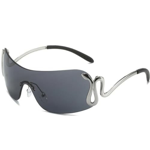 Lunettes de soleil une pièce pour femmes au style punk et protection UV400