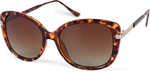 styleBREAKER Damen Butterfly Sonnenbrille Oversize Gläser Polarisiert, Kunststoff Vollrand, Schmetterling Brille 09020131, Farbe:Gestell Braun Demi / Glas Braun Verlauf Cover