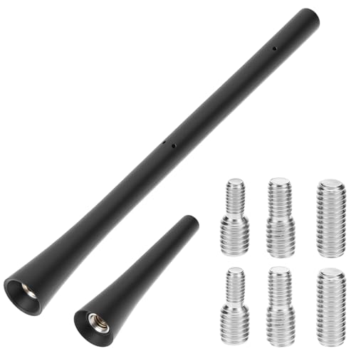 QWORK® 2 Pezzi Antenna Universale per Auto, Antenna Corta da 6.5 ​​cm e 17.5 cm con 6 Viti, Antenna Radio da Tetto AM/FM/Dab, per Una Ricezione AM/FM ottimale