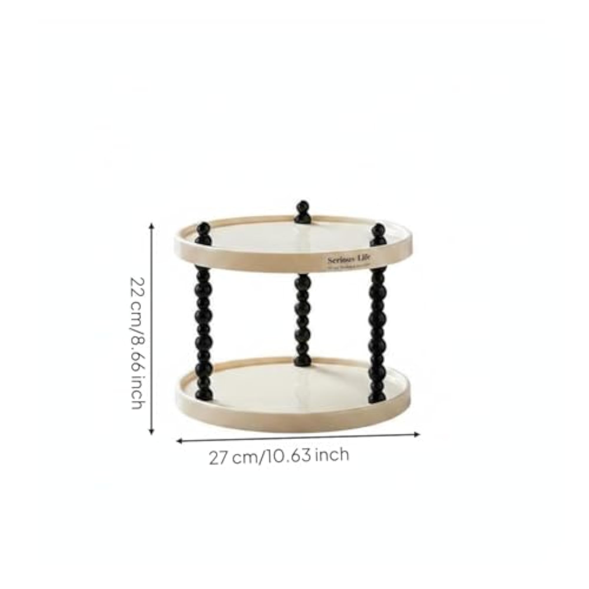Compact Cream Round 2-Layer Vanity Shelf Organizer