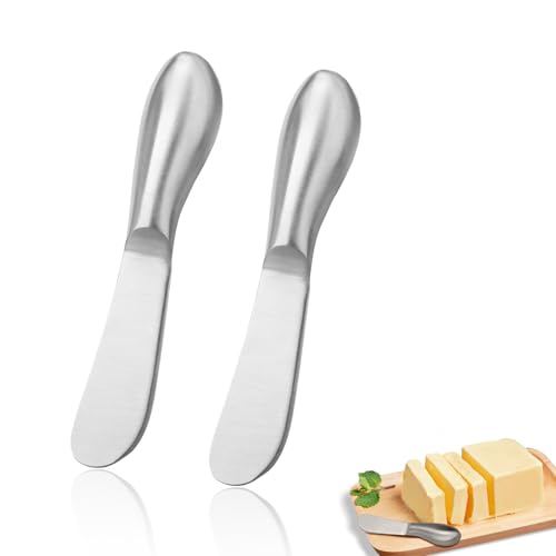 IJPDDRXYN 2 Pcs Stainless Steel Butter Knives, Multipurpose Spreader Set for Cold Butter, Cream Cheese, Jam, Pastry & Charcuterie Board, Multipurpose Kitchen Gadgets