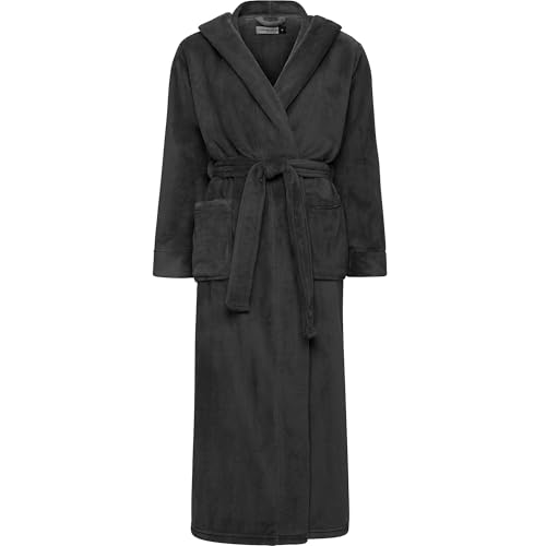 Alexander Del Rossa Womens Robe, Long Plush Bathrobe with Hood, Hooded Robes for Women Plus Size Bath Robe, Graphite Gray, Medium