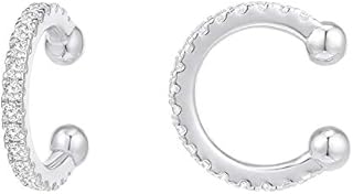 PAVOI 925 Sterling Silver 14K Gold Plated Cubic Zirconia Sparkling Round Huggie Ear Cuff Gold Earrings for Women | Clip On Cartilage
