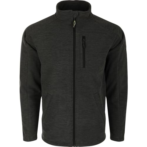 Drake Waterfowl Heathered Windproof Full Zip Caviar Black Heather Large