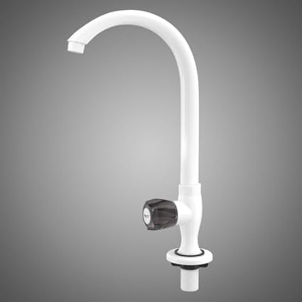 Turtletec Engineering Polymer Charcoal Elegant Design Esay to Instal Swan Cock Table Mounting Round Handle Tap (Charcoal)