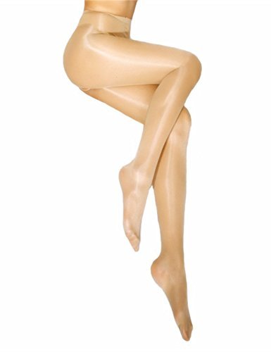 E-Laurels Women Sheer Crotchless Pantyhose Ultra Shiny High Waist Open Crotch Tights Silky Stockings 1pcs Nude