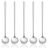 Liacere 50Pcs Plastic Coffee Spoons - 6.7'Silver Tea Spoons Long Handle -Silver Small Tea spoon, Stainless Steel Espresso Spoon, Long Plastic Spoon for Stirring, Coffee Bar Accessories