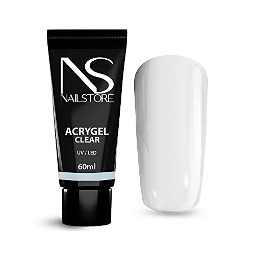 Nail Store AcryGel Transparente – Gel de Construcción de Alta Viscosidad – Sistema Híbrido Gel y Acrílico para Uñas – Ideal para Moldes Dual y de Papel – Curado UV/LED – Made in Italy (Transparente)