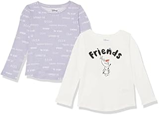 Amazon Essentials Disney | Marvel | Star Wars | Frozen | Princess Girls' Long-Sleeve T-Shirts, Pack of 2, Multi, 6-7 Years