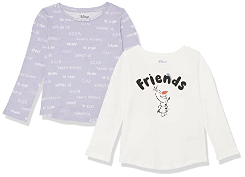Amazon Essentials Disney | Marvel | Star Wars | Frozen | Princess Girls' Long-Sleeve T-Shirts, Pack of 2, Frozen Friends, X-Large