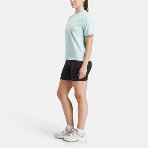 Reebok Wren 2 Colour Logo Crew Ss Tee T-Shirt For Women'S Glitch Aqua M