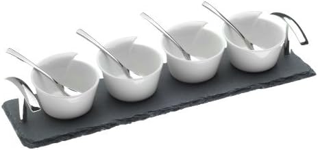 Arthur Price Ceramic Bowls and Spoons on a Slate Base, Set of 4 by Arthur Price Kitchen