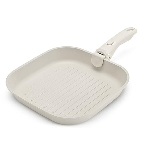 Fdit Poêle à Gril, Poêle à Gril à Chauffage Uniforme, de Cuisson avec Poignée Amovible et Revêtement Antiadhésif pour une Utilisation Intérieure et Extérieure