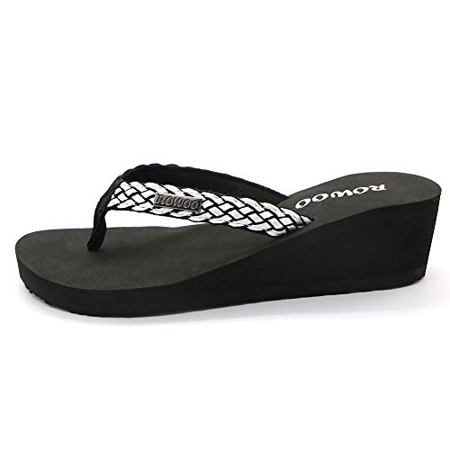 Image of Women Platform Wedge No-Slip Thong Flip Flops High Heels Beach Dressy Sandals
