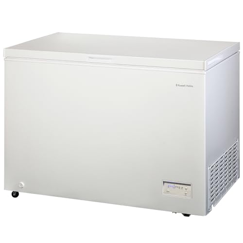 Russell Hobbs Free Standing Chest Freezer, 300 Litres, Low Noise, Garage Safe, Counterbalance Lid, Front Drain Hole, 1.8m Cord, Castor Wheels, 5 Year Registered Guarantee White, RH300CF201W