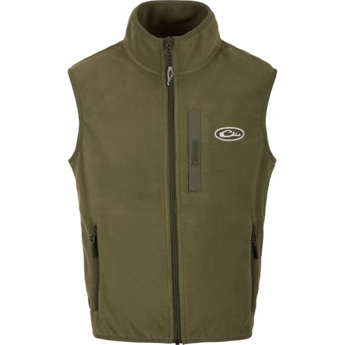 Drake Waterfowl Youths' Unisex Camp Fleece DY1080 Hunting Casual Anti-Pilling Moisture Wicking Zip Front Vest with Pockets