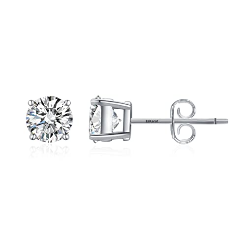Mkhhy Moissanite Stud Earrings,Diamond Earrings,925 Sterling Silver Stud Earrings,Hypoallergenic Earring Gifts For Women Men Her Wife Girlfriend Mom On Birthday Anniversary Christmas New Year Valentines' Day Mother's Day(2Ct,White Gold) #TOP7