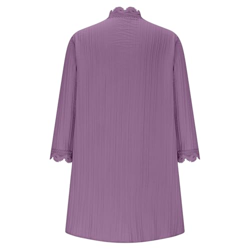 Womens Summer Textured Cardigan Lightweight 3/4 Sleeve Shirt Tops Open Front Cardigans Casual Loose Beach Cover Ups4