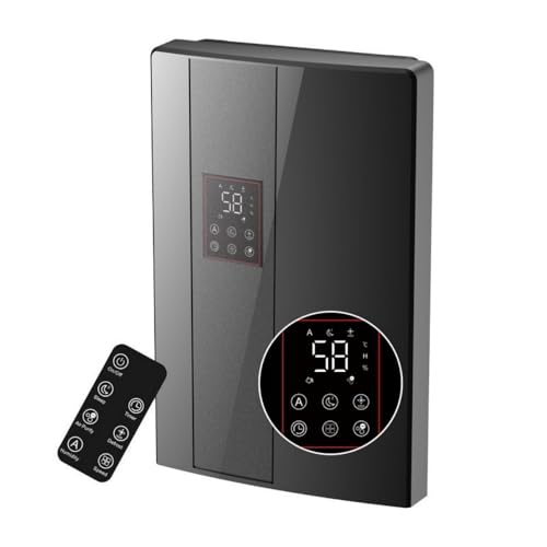 XPPXハイブリッド式 衣類乾燥除湿機 小型 大容量タンク じょしつき リモコンディスプレー 省エネ 家庭用 湿気対策 フィルター カビ対策 室内干し 梅雨対策 花粉対策 消臭 結露対策 ((リモコン + タッチスクリーン) 全黒)