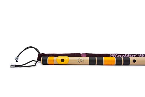 Image of Radhe Flutes | G Natural Left Handed Base Bansuri | Black & Orange | Tuned With Tanpura A=440Hz | PVC Flute + Velvet Cover + Hindi & English Flute Lessons