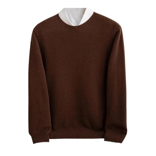 Men Wool Knit Sweater Solid Round Neck Business Bottoming Pullover Soft Long Sleeves Sweaters