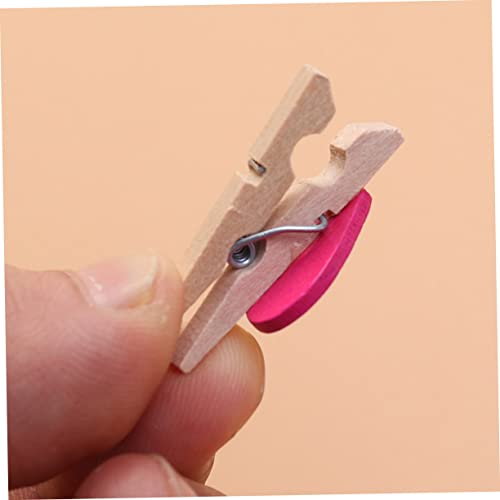 FONDOTIN 100 peças mini prendedores de roupa decoração de madeira decoração de coração mini prendedo