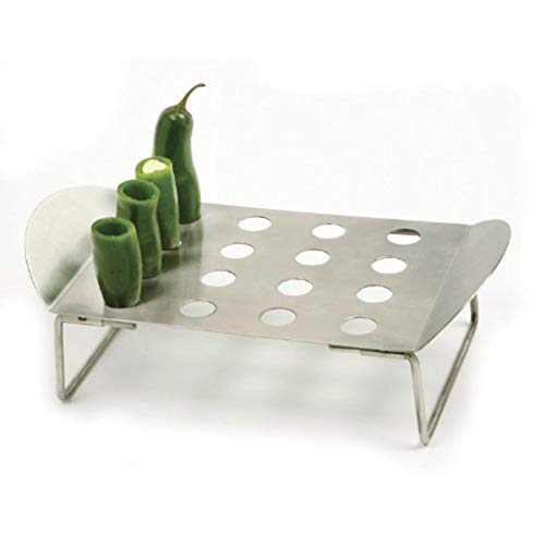 Accesorio de asador de pimientos de acero inoxidable con soporte vertical 2