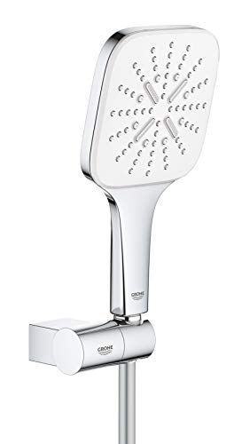 GROHE wassersparende CUBE Handbrause Duschkopf Set inkl. Wandhalter, Rainshower 130 SmartActive, EcoJoy, 3 Strahlarten, 26588LS0