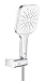 Produktbild GROHE wassersparende CUBE Handbrause Duschkopf Set inkl. Wandhalter, Rainshower 130 SmartActive, EcoJoy, 3 Strahlarten, 26588LS0